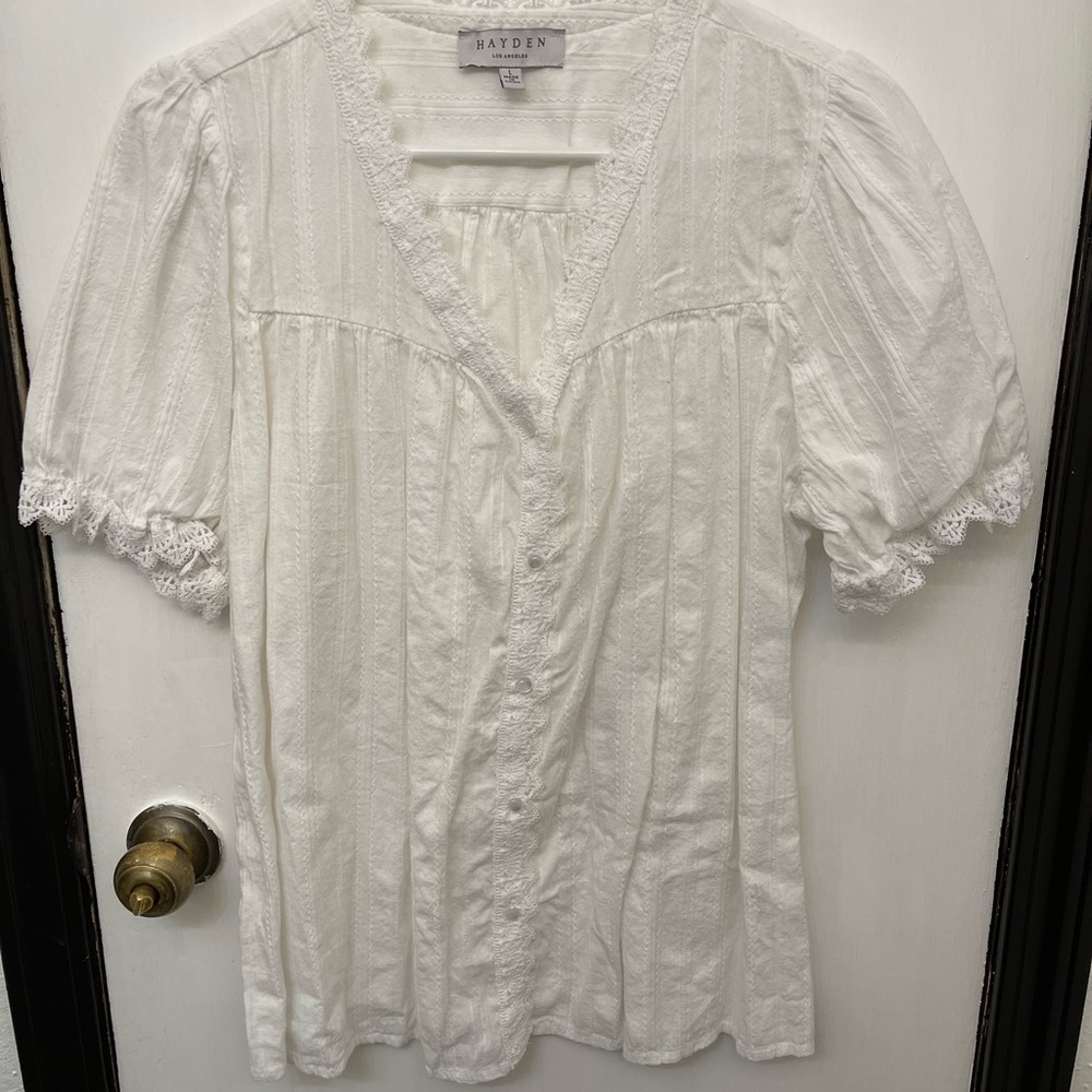 Hayden Ivory Lace Accent Blouse